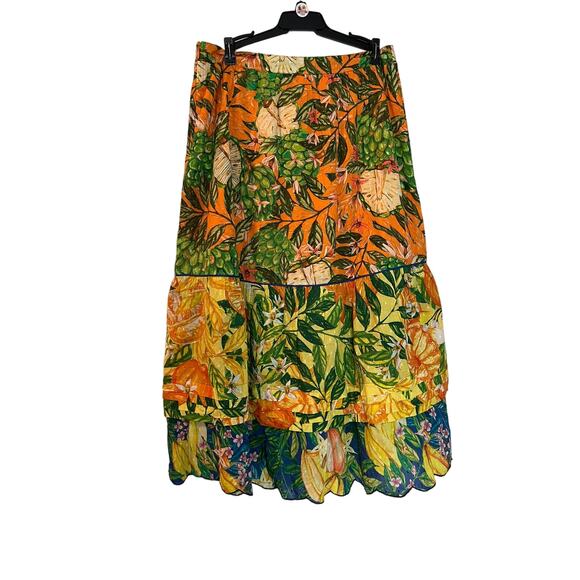 FARM Rio Dresses & Skirts - FARM RIO Caipirinha Tiered Cotton Midi Skirt Size Medium NWOT